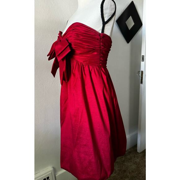 Jovani Women's Red Strapless Bubble Hem Party Cocktail Formal Mini Dress Size 6 - Picture 2 of 7